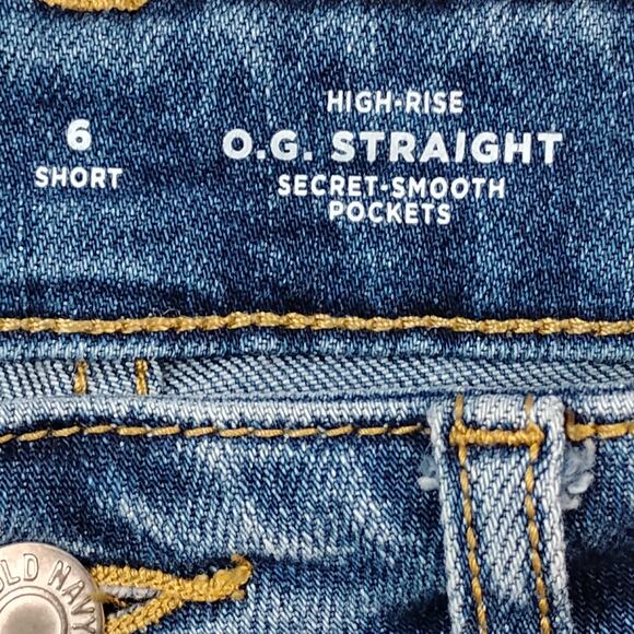 Old Navy Extra Stretch O.G. Straight Jeans Size 6 Short Medium Blue Wash Hi Rise - Picture 5 of 7